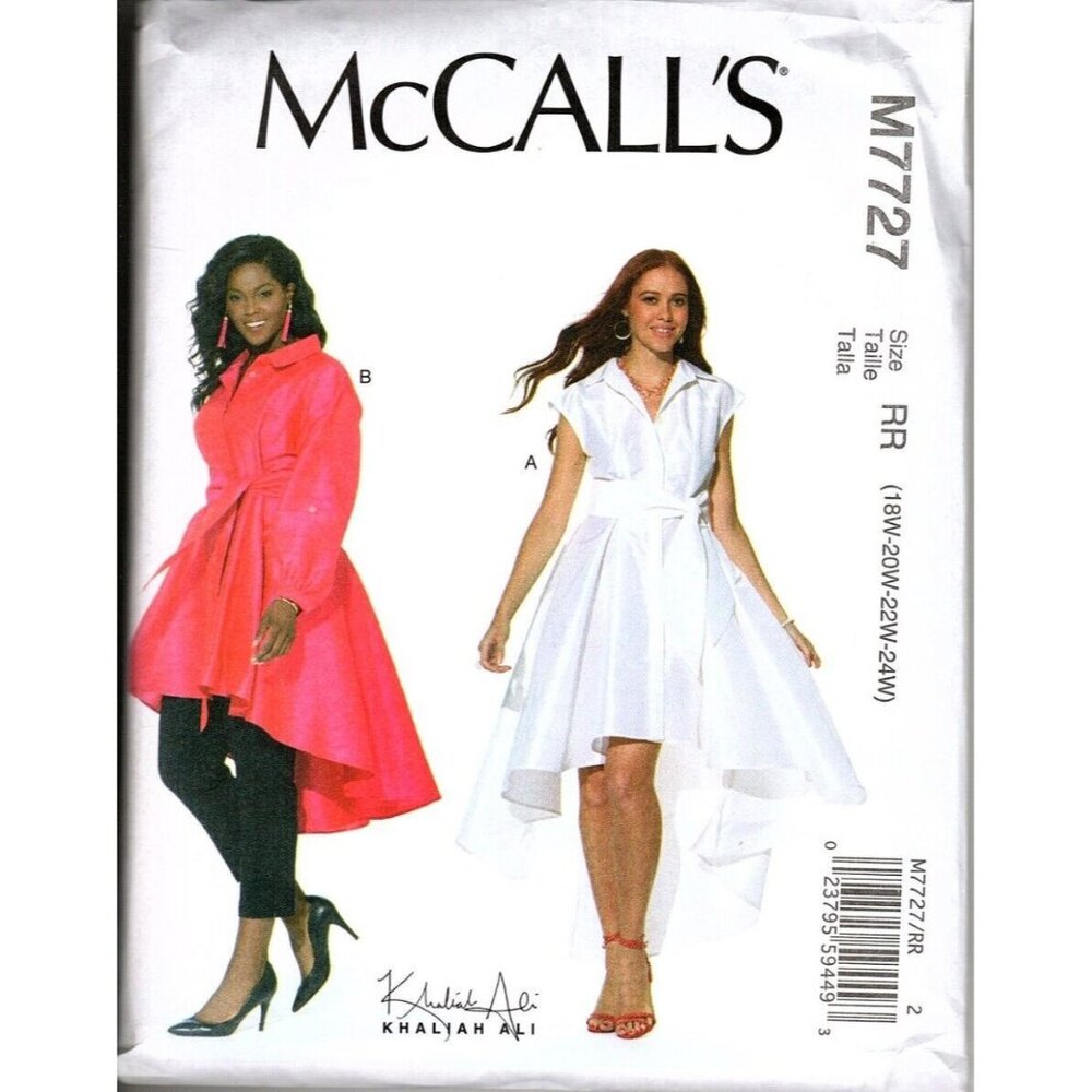 McCall's M7727 Misses 18W to 24W Peplum Tunic or Dress Uncut Sewing Pattern